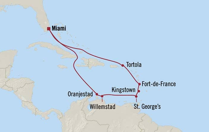 Itnerary Map for Oceania Cruises Allura Voyage ID ALU260309