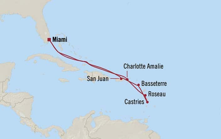 Itnerary Map for Oceania Cruises Allura Voyage ID ALU260404