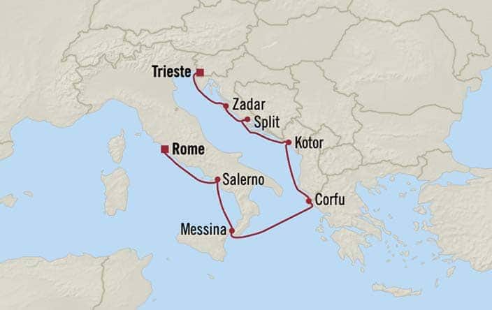 Itnerary Map for Oceania Cruises Allura Voyage ID ALU260606