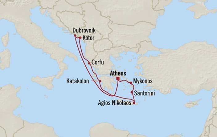 Itnerary Map for Oceania Cruises Allura Voyage ID ALU260728