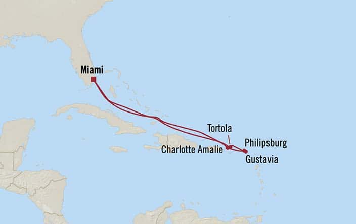 Itinerary Map for Oceania Cruises Allura Voyage ID ALU261212