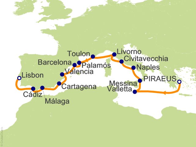 Aurelia December 18-January 4 2027 itinerary map