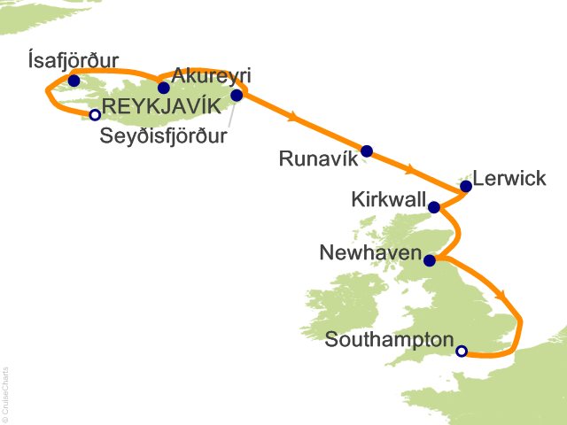 Aurelia August 1-11 2028 itinerary map