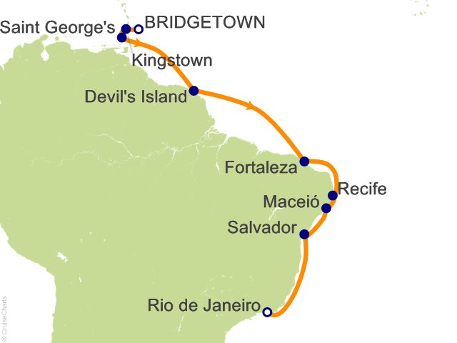Aurelia November 8-22 2028 itinerary map