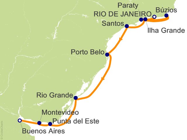 Aurelia November 22-December 2 2028 itinerary map
