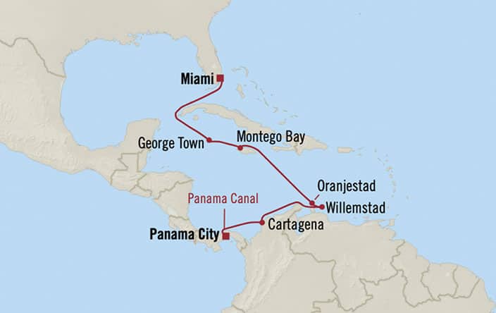 Itnerary Map for Oceania Cruises Insignia Voyage ID INS260404