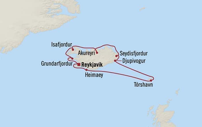 Itnerary Map for Oceania Cruises Insignia Voyage ID INS260714