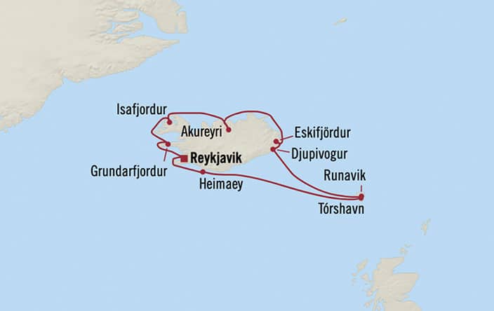 Itinerary Map for Oceania Cruises Insignia Voyage ID INS260724