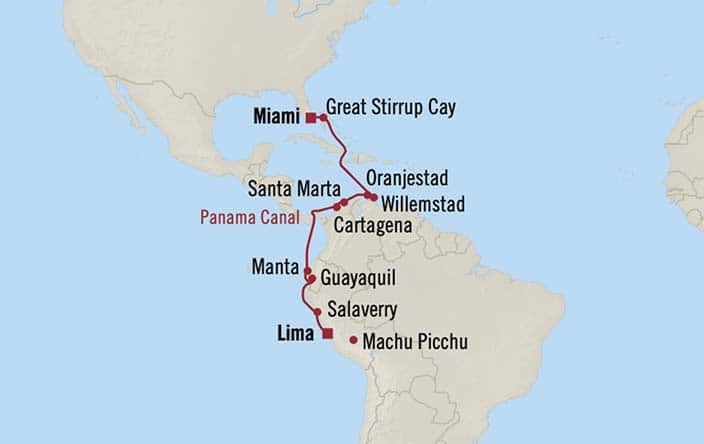 Itinerary Map for Oceania Cruises Insignia Voyage ID INS261219