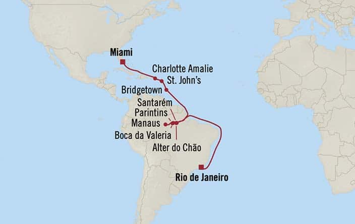 Itinerary Map for Oceania Cruises Insignia Voyage ID INS270319