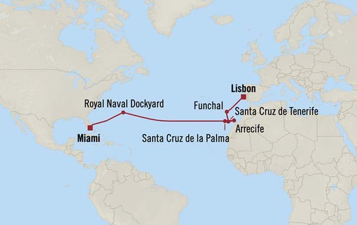Itinerary Map for Oceania Cruises Insignia Voyage ID INS270409