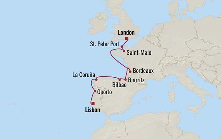 Itinerary Map for Oceania Cruises Insignia Voyage ID INS270424