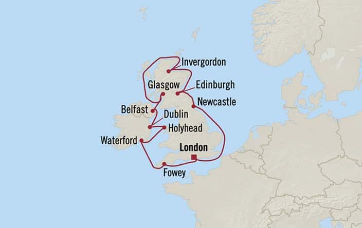 Itinerary Map for Oceania Cruises Insignia Voyage ID INS270504