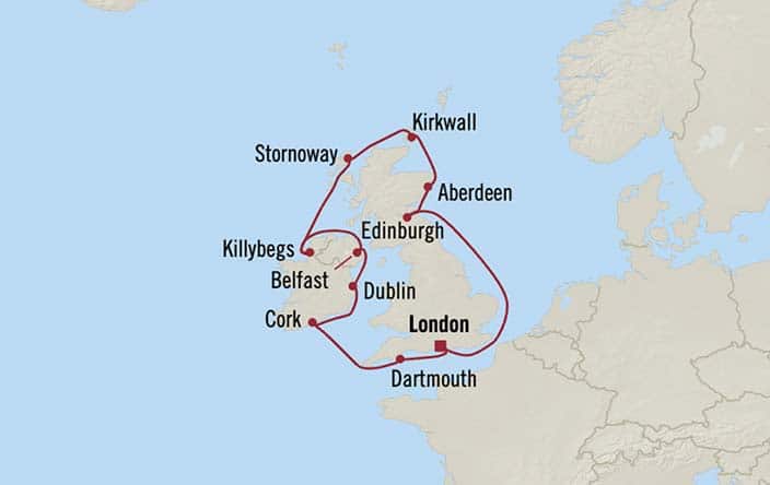 Itinerary Map for Oceania Cruises Insignia Voyage ID INS270516