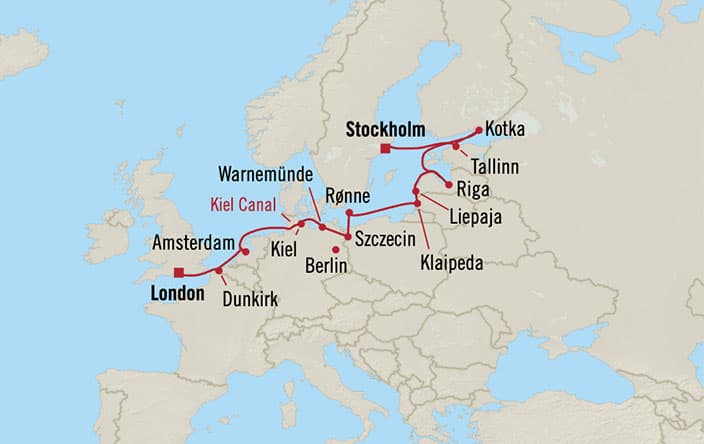 Itinerary Map for Oceania Cruises Insignia Voyage ID INS270527
