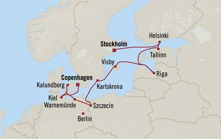 Itinerary Map for Oceania Cruises Insignia Voyage ID INS270610