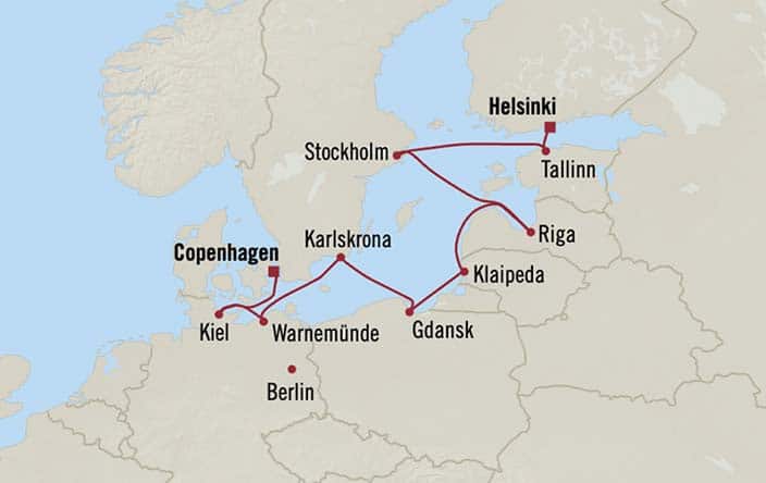Itinerary Map for Oceania Cruises Insignia Voyage ID INS270809