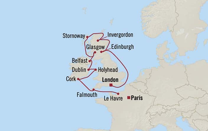 Itinerary Map for Oceania Cruises Insignia Voyage ID INS270902