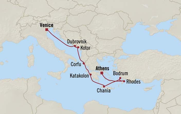 Itinerary Map for Oceania Cruises Insignia Voyage ID INS271025