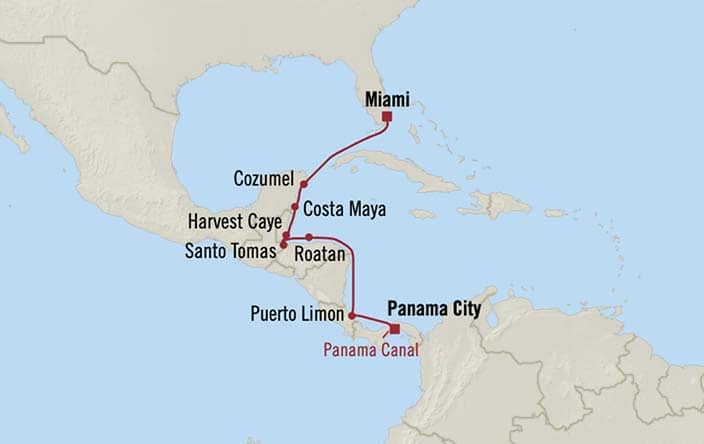 Itinerary Map for Oceania Cruises Marina Voyage ID MNA270105