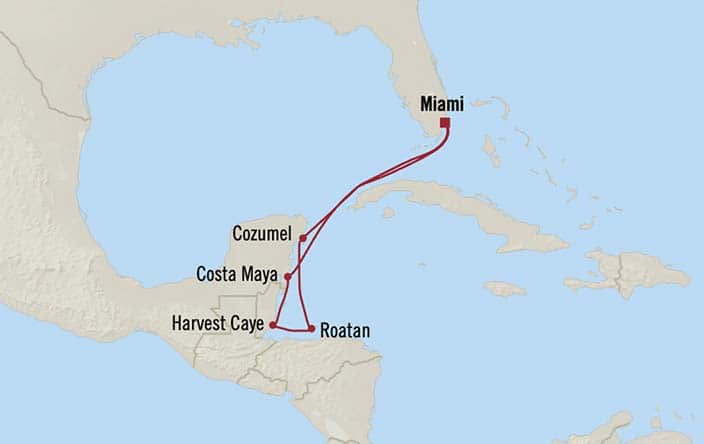 Itinerary Map for Oceania Cruises Marina Voyage ID MNA270125