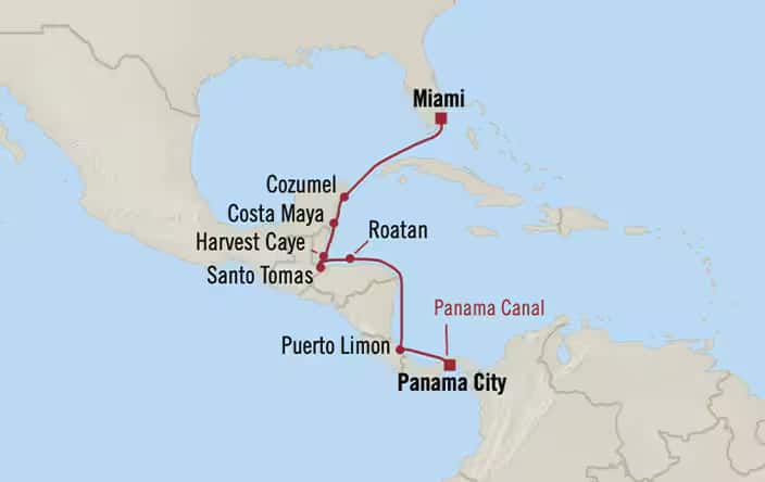 Itnerary Map for Oceania Cruises Nautica Voyage ID NAU260117
