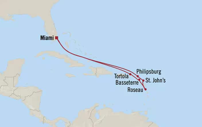 Itnerary Map for Oceania Cruises Nautica Voyage ID NAU260206