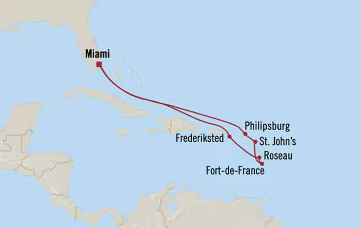 Itnerary Map for Oceania Cruises Nautica Voyage ID NAU260216