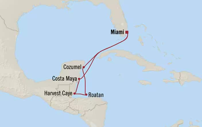 Itnerary Map for Oceania Cruises Nautica Voyage ID NAU260310