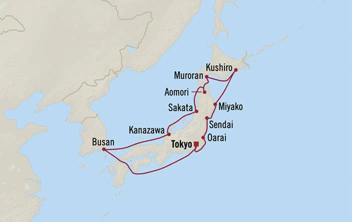 Itinerary Map for Oceania Cruises Regatta Voyage ID REG260322