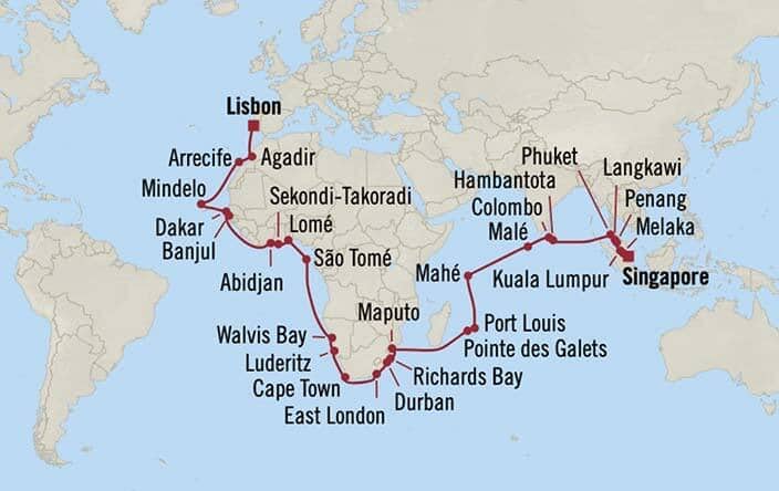 Itinerary Map for Oceania Cruises Regatta Voyage ID REG260501A.jpeg