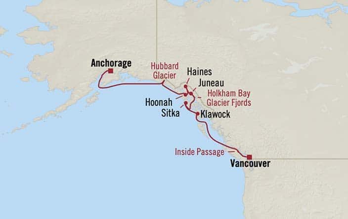 Itnerary Map for Oceania Cruises Riviera Voyage ID RVA260613