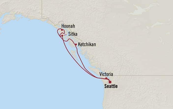 Itnerary Map for Oceania Cruises Riviera Voyage ID RVA260721