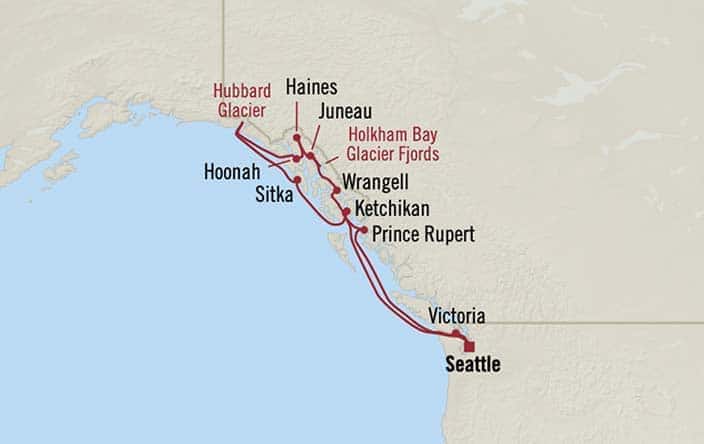 Itnerary Map for Oceania Cruises Riviera Voyage ID RVA260813