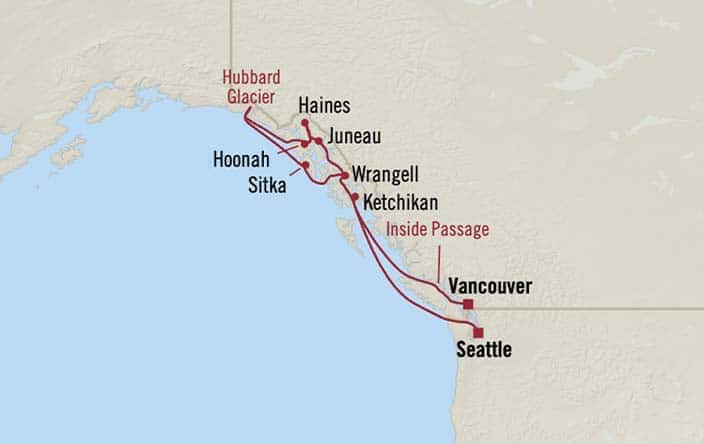 Itnerary Map for Oceania Cruises Riviera Voyage ID RVA260826