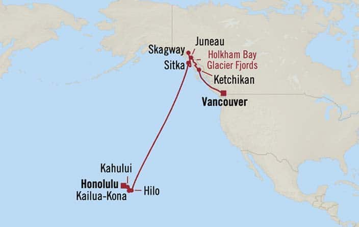 Itnerary Map for Oceania Cruises Riviera Voyage ID RVA260919
