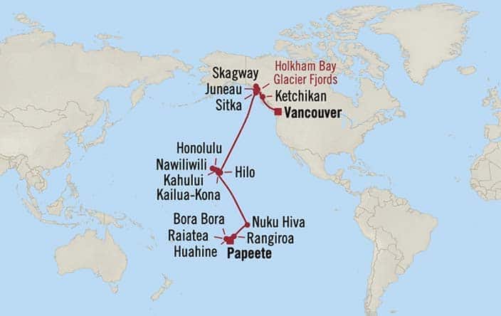 Itnerary Map for Oceania Cruises Riviera Voyage ID RVA260919A