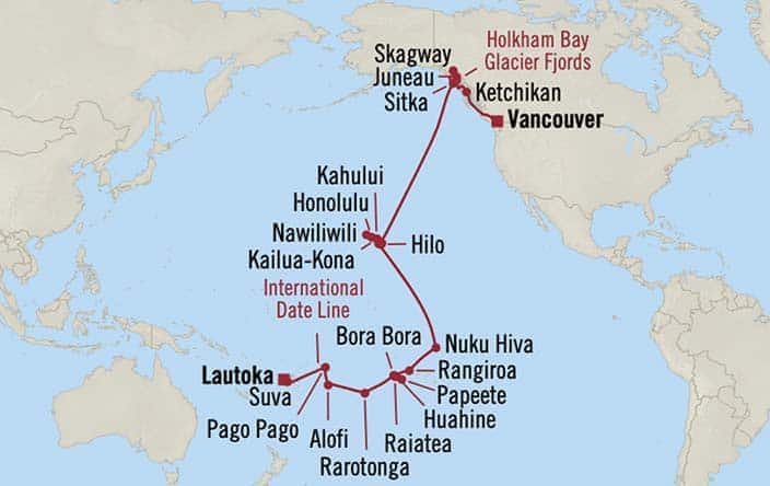 Itnerary Map for Oceania Cruises Riviera Voyage ID RVA260919B