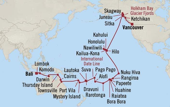 Itnerary Map for Oceania Cruises Riviera Voyage ID RVA260919C