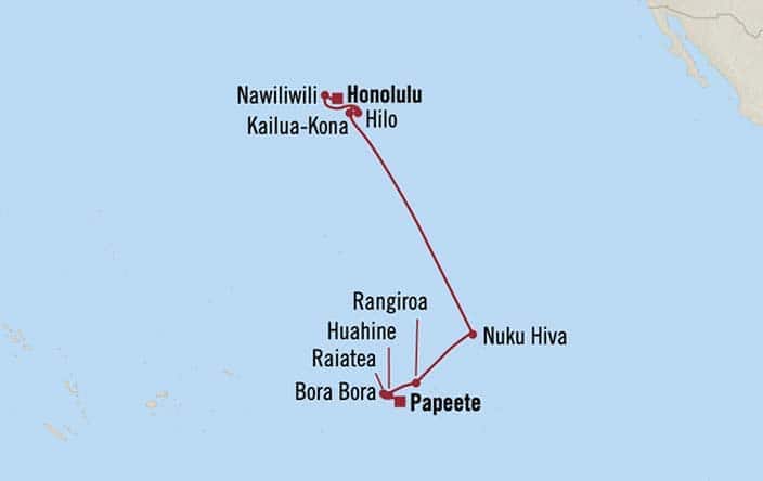 Itnerary Map for Oceania Cruises Riviera Voyage ID RVA261005