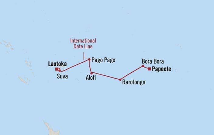 Itnerary Map for Oceania Cruises Voyage ID RVA261019