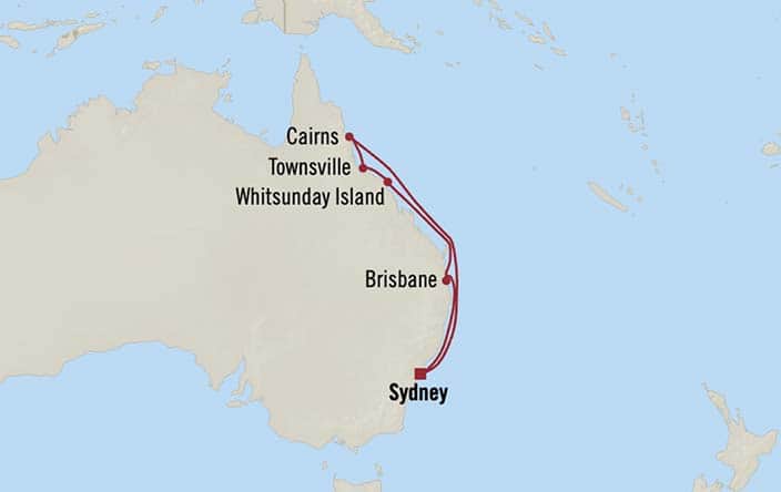 Itinerary Map for Oceania Riviera Cruises Voyage ID RVA261203