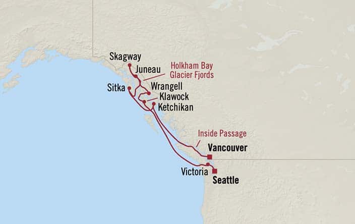 Itinerary Map for Oceania Riviera Cruises Voyage ID RVA270513