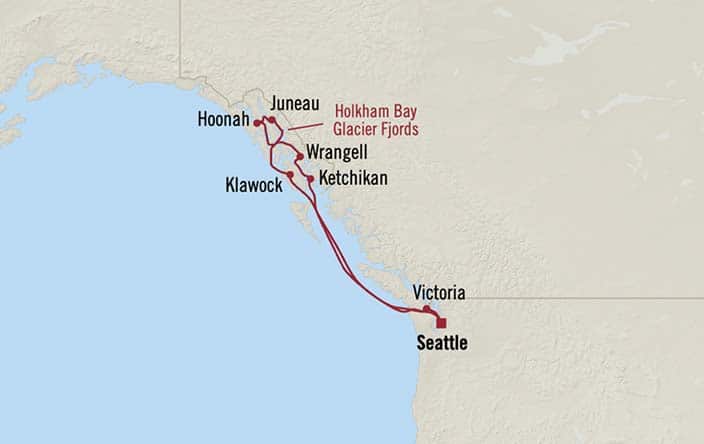 Itinerary Map for Oceania Riviera Cruises Voyage ID RVA270524