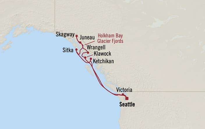Itinerary Map for Oceania Riviera Cruises Voyage ID RVA270603