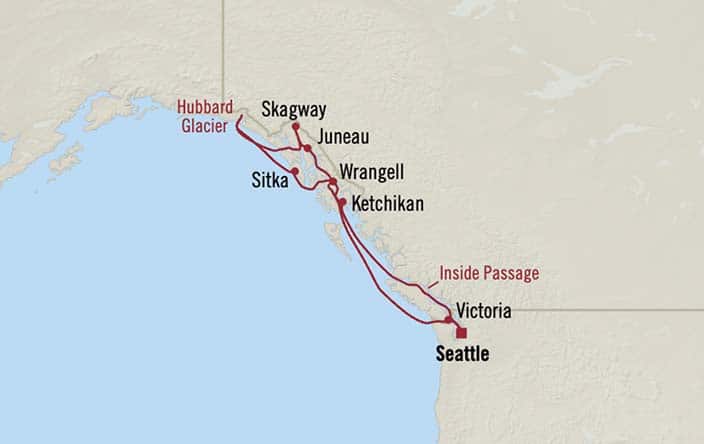 Itinerary Map for Oceania Riviera Cruises Voyage ID RVA270614