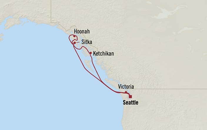 Itinerary Map for Oceania Riviera Cruises Voyage ID RVA270624