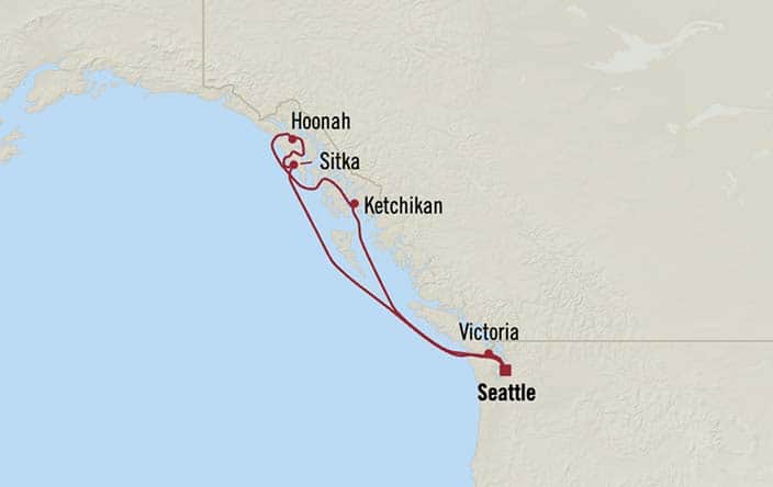 Itinerary Map for Oceania Riviera Cruises Voyage ID RVA270701
