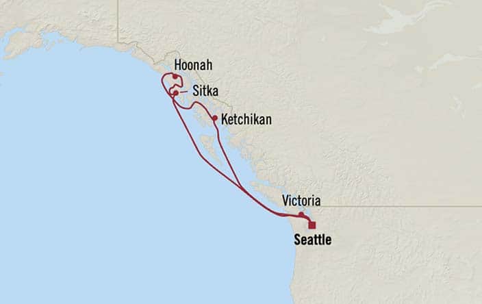 Itinerary Map for Oceania Riviera Cruises Voyage ID RVA270722