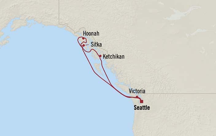 Itinerary Map for Oceania Riviera Cruises Voyage ID RVA270805